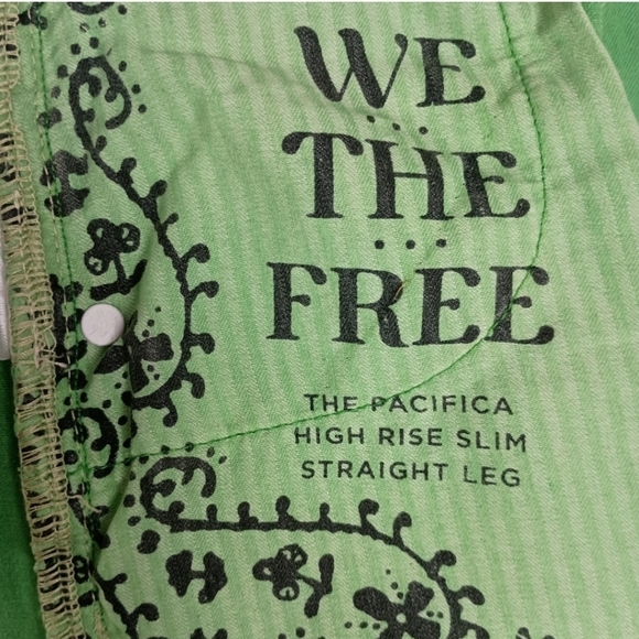 NWT Free People Green Pacifica High Rise Slim Straight-Leg Denim $78 - Picture 5 of 8